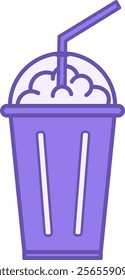 Colored Milkshake Icon. Vector Illustration. Dessert Drink Based on Milk and Ice Cream. Fast Food Concept