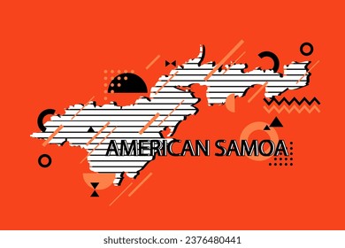 Colored minimalistic geometrical American Samoa Map composition in futuristic style. Retro elements, geometric pattern for banner, poster, leaflet. Design background vector geometric.
