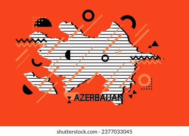 Colored minimalistic geometrical Azerbaijan Map composition in futuristic style. Retro elements, geometric pattern for banner, poster, leaflet. Design background vector geometric.