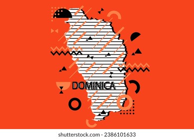 Colored minimalistic geometrical Dominica Map composition in futuristic style. Retro elements, geometric pattern for banner, poster, leaflet. Design background vector geometric.
