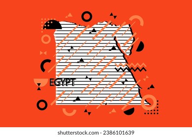 Colored minimalistic geometrical Egypt Map composition in futuristic style. Retro elements, geometric pattern for banner, poster, leaflet. Design background vector geometric.