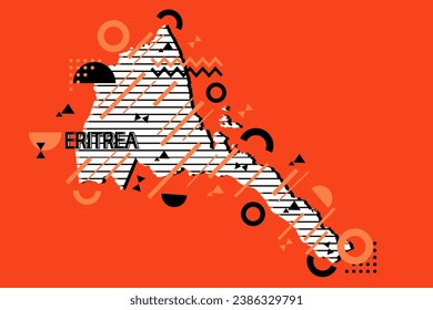 Colored minimalistic geometrical Eritrea Map composition in futuristic style. Retro elements, geometric pattern for banner, poster, leaflet. Design background vector geometric.