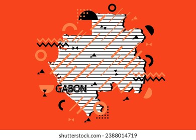 Composición geométrica del mapa de Gabón de color minimalista en estilo futurista. Elementos retro, patrón geométrico para banner, afiche, folleto. Diseñar el vector de fondo geométrico.