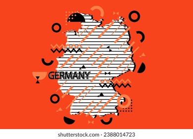 Colored minimalistic geometrical Germany Map composition in futuristic style. Retro elements, geometric pattern for banner, poster, leaflet. Design background vector geometric.