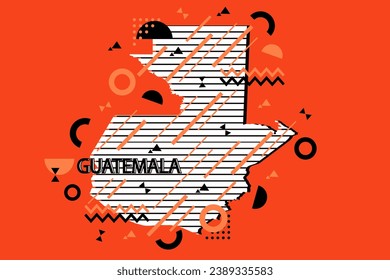 Colored minimalistic geometrical Guatemala Map composition in futuristic style. Retro elements, geometric pattern for banner, poster, leaflet. Design background vector geometric.