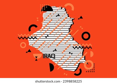 Colored minimalistic geometrical Iraq Map composition in futuristic style. Retro elements, geometric pattern for banner, poster, leaflet. Design background vector geometric.