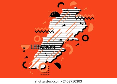 Colored minimalistic geometrical Lebanon Map composition in futuristic style. Retro elements, geometric pattern for banner, poster, leaflet. Design background vector geometric.