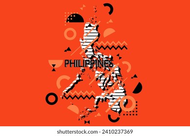 Colored minimalistic geometrical Philippines Map composition in futuristic style. Retro elements, geometric pattern for banner, poster, leaflet. Design background vector geometric.