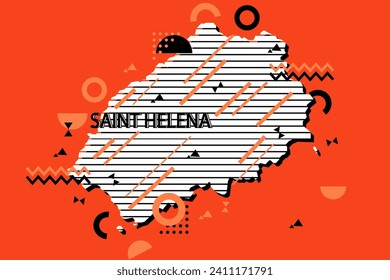 Colored minimalistic geometrical Saint Helena Map composition in futuristic style. Retro elements, geometric pattern for banner, poster, leaflet. Design background vector geometric.