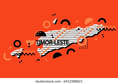 Colored minimalistic geometrical Timor-Leste Map composition in futuristic style. Retro elements, geometric pattern for banner, poster, leaflet. Design background vector geometric.