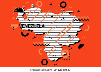 Colored minimalistic geometrical Venezuela Map composition in futuristic style. Retro elements, geometric pattern for banner, poster, leaflet. Design background vector geometric.