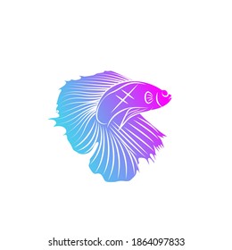 colored minimalistic vector betta fish silhouette for your logo