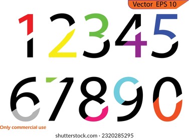 Colored Modern abstract digital numbers. Minimal technology typography vector illustration