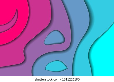 Colored modern background in the style of the social network. Digital background. Stream cover. Social media concept. Paper cut. Vector illustration. EPS10