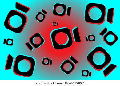 Colored modern background in the style of the social network. Digital background. Abstract seamless pattern with neon cameras