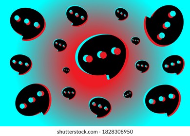 Colored modern background in the style of the social network. Digital background. Abstract seamless pattern with neon speech bubbles