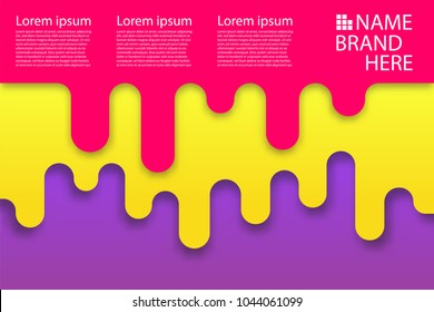 Colored modern rounded background poster. Round corners sweet summer poster. Liquid banner 3D geometric style. Motion composi cover mock up. Template paper origami vector.