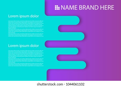 Colored modern rounded background poster. Round corners sweet summer poster. Liquid banner 3D geometric style. Motion composi cover mock up. Template paper origami vector.