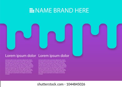 Colored modern rounded background poster. Round corners sweet summer poster. Liquid banner 3D geometric style. Motion composi cover mock up. Template paper origami vector.