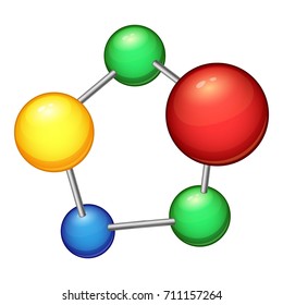 Colored molecule icon. Cartoon illustration of colored molecule vector icon for web