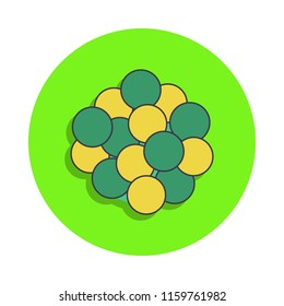 colored molecules in green badge icon. Element of science and laboratory for mobile concept and web apps. Detailed molecules icon