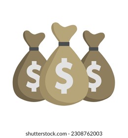 Bolsas de dinero de colores. Ilustraciones vectoriales.