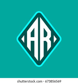 Colored monogram logo curved oval shape initial letter ar logo vector