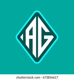 Colored monogram logo curved oval shape initial letter ag logo vector