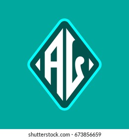 Colored monogram logo curved oval shape initial letter al logo vector