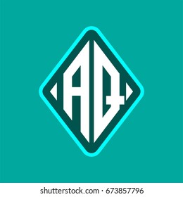 Colored monogram logo curved oval shape initial letter aq logo vector