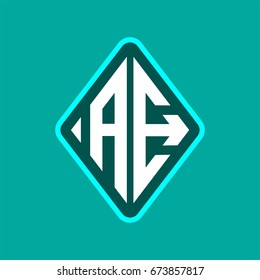 Colored monogram logo curved oval shape initial letter ae logo vector
