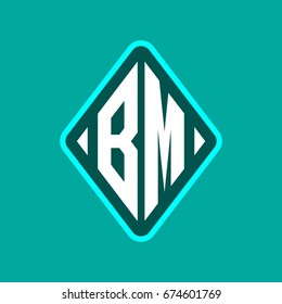 Colored monogram logo curved oval shape initial letter bm logo vector