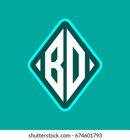 Colored monogram logo curved oval shape initial letter bo logo vector