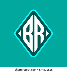 Colored monogram logo curved oval shape initial letter br logo vector