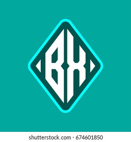 Colored monogram logo curved oval shape initial letter bx logo vector