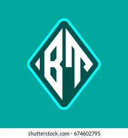 Colored monogram logo curved oval shape initial letter bt logo vector