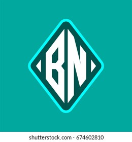 Colored monogram logo curved oval shape initial letter bn logo vector