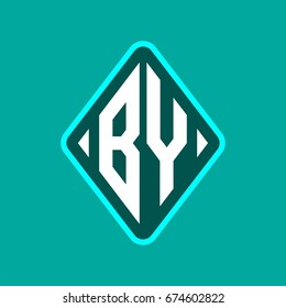 Colored monogram logo curved oval shape initial letter by logo vector