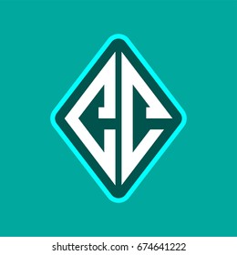 Colored monogram logo curved oval shape initial letter cc logo vector