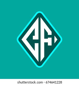 Colored monogram logo curved oval shape initial letter cf logo vector