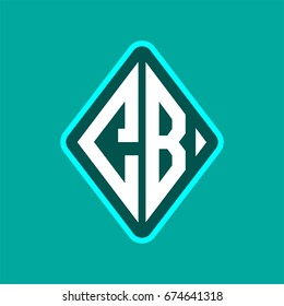 Colored monogram logo curved oval shape initial letter cb logo vector