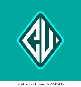 Colored monogram logo curved oval shape initial letter cu logo vector