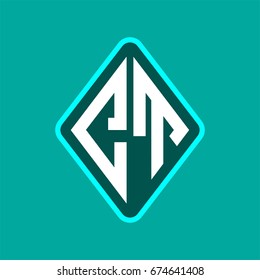 Colored monogram logo curved oval shape initial letter ct logo vector