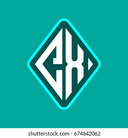 Colored monogram logo curved oval shape initial letter cx logo vector