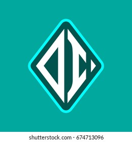 Colored monogram logo curved oval shape initial letter di logo vector