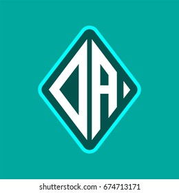 Colored monogram logo curved oval shape initial letter da logo vector
