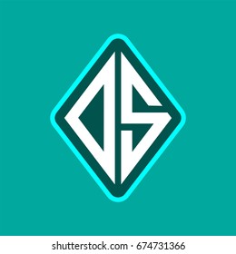 Colored monogram logo curved oval shape initial letter ds logo vector