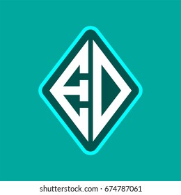 Colored monogram logo curved oval shape initial letter ed logo vector
