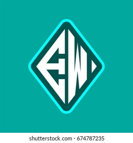 Colored monogram logo curved oval shape initial letter ew logo vector