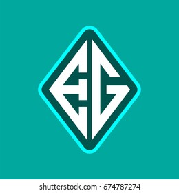 Colored monogram logo curved oval shape initial letter eg logo vector